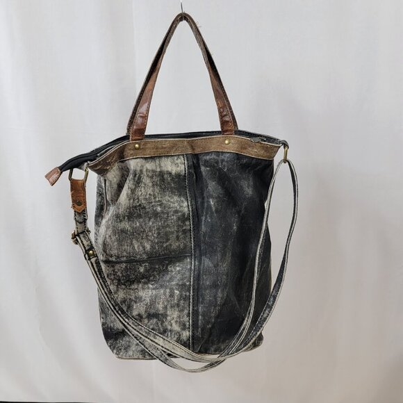 Mona B Canvas Tote with Rose Embroidery – Rustic Boho Bag with Dual Carry Option - Picture 7 of 10